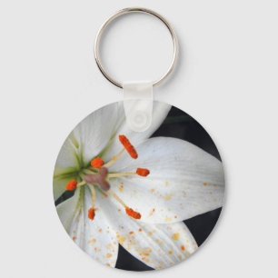 white lily flower key ring