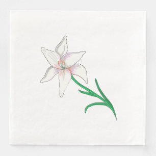 White Lily Flower Napkin