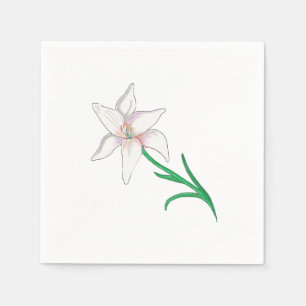 White Lily Flower Napkin