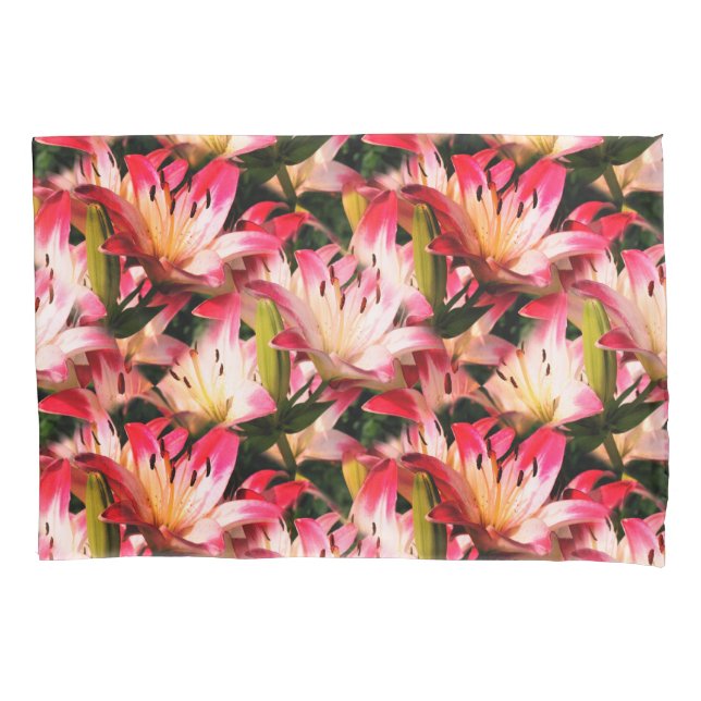 White Lily Flower Nature Pattern   Pillowcase (Front)