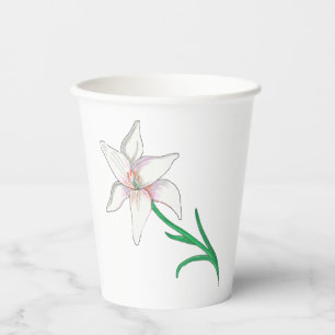 White Lily Flower Paper Cups
