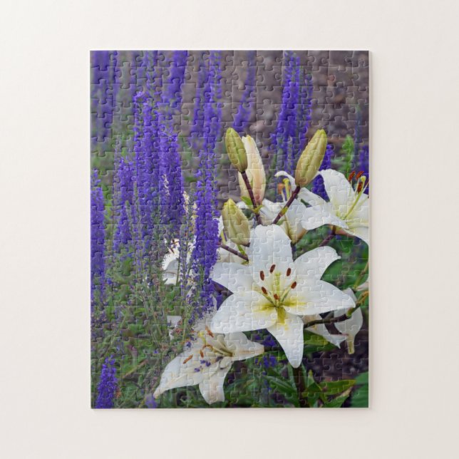 White lily flower puzzle (Vertical)