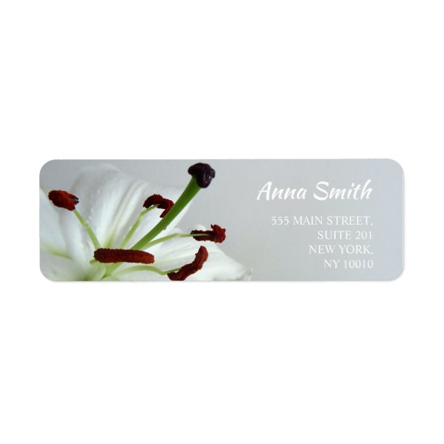White Lily. Flower. Return Address Label (Front)
