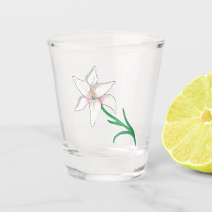 White Lily Flower Shot Glass