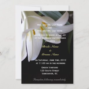 white lily flower spring, summer, holiday wedding invitation