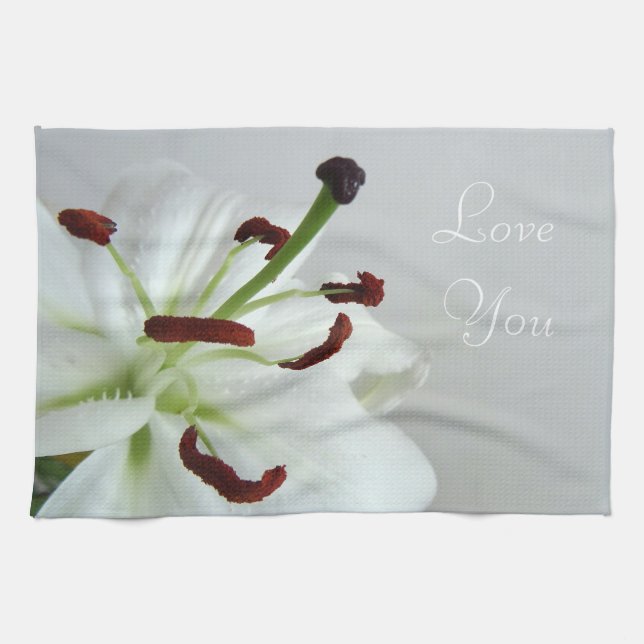 White Lily. Flower. Tea Towel (Horizontal)