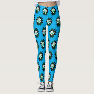 White Lily Flower With Dark Green Leaves Leggings