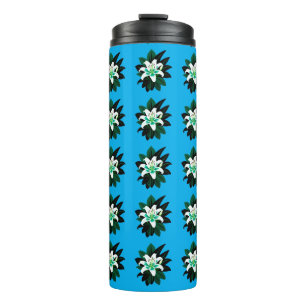 White Lily Flower With Dark Green Leaves Thermal Tumbler