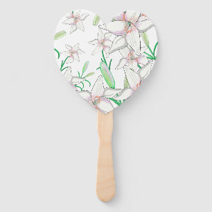 White Lily Illustration  Hand Fan