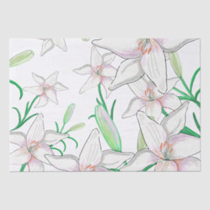 White Lily Illustration Tissue Paper
