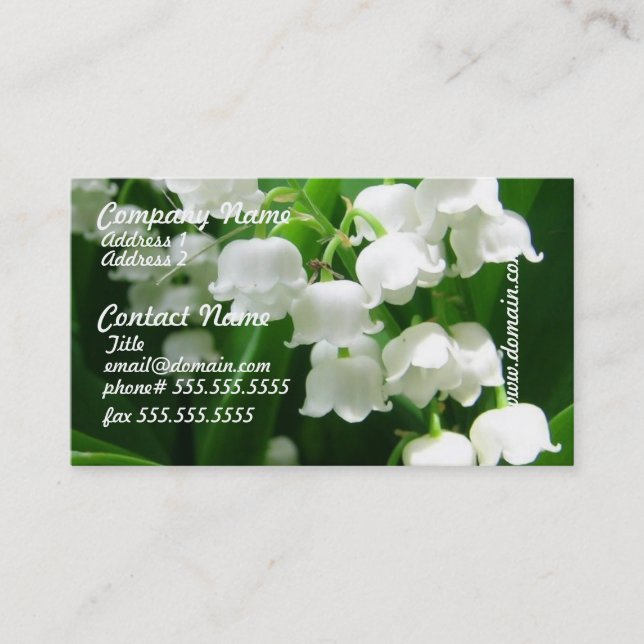 White Lily of the Valley Business Cards (Front)