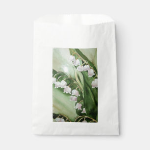 WHITE LILY OF THE VALLEY FLOWER THANK YOU FAVOUR BAG