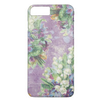 White Lily of the Valley on Purple Background