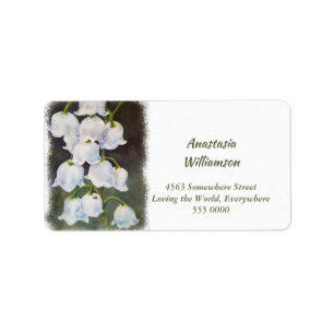 WHITE LILY OF THE VALLEY with RED LADYBUG ADDRESS Label