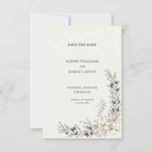 White Lily Olive Branch Wedding Save the Date
