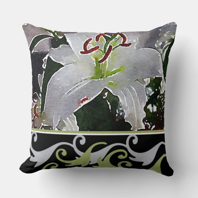 White Lily reversible accent cushion (Front)