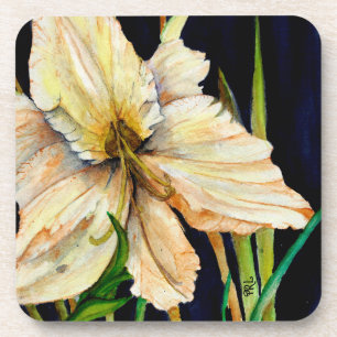White Lily Watercolor Coaster