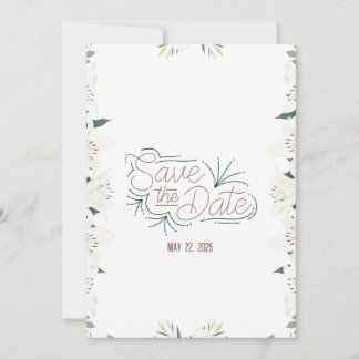 White Lily Watercolor Save the Date Invitation