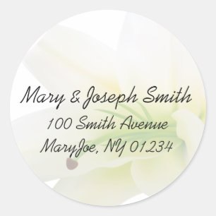 White Lily Wedding Adress Label Stickers