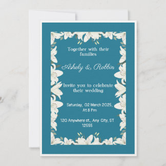 White Lily Wedding Invitation