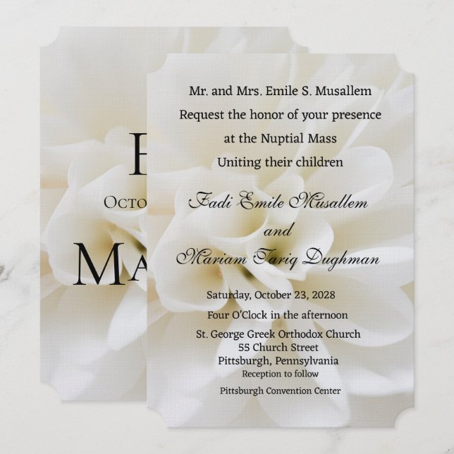 White Lily Wedding Invitation (Front/Back)