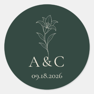 White Lily Wedding Monogram Envelope Seal