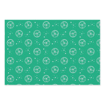 White Lime Fruit Pattern Green Wrapping Paper