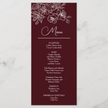 White Line Art Flowers Deep Burgundy Wedding