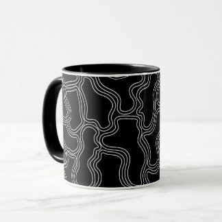 WHITE LINE SHAPES PATTERN  MUG