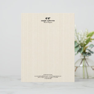 White Linen Burlap Grey Typography Custom Letterhead