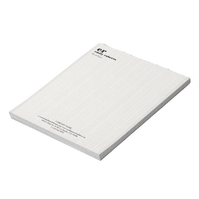 White Linen Burlap Grey Typography Notepad (Rotated)