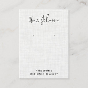 White Linen Pattern Jewellery Earring Display  Business Card