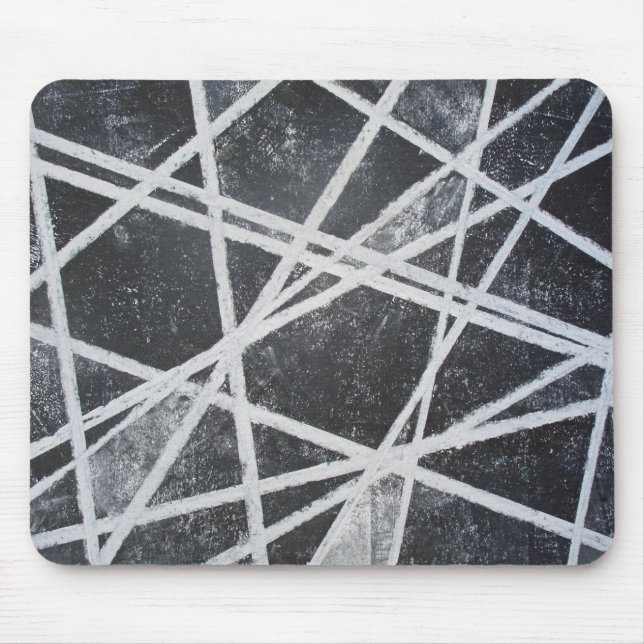 White Lines black spaces cool abstract Mouse Pad (Front)