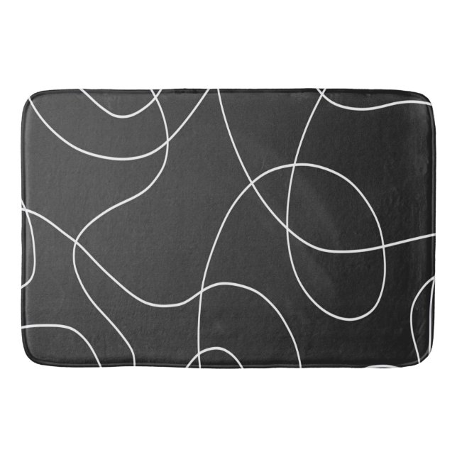 White Lines on Black Bath Mat (Front)