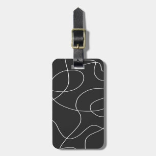 White Lines on Black Luggage Tag