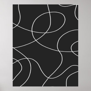 White Lines on Black Poster