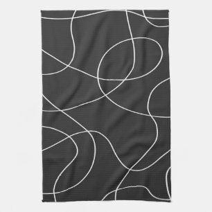 White Lines on Black Tea Towel