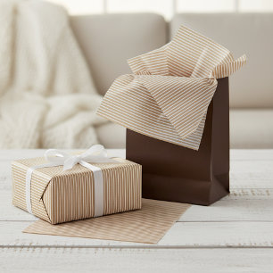 White Lines On Brown Kraft Gift Wrap Tissue Paper