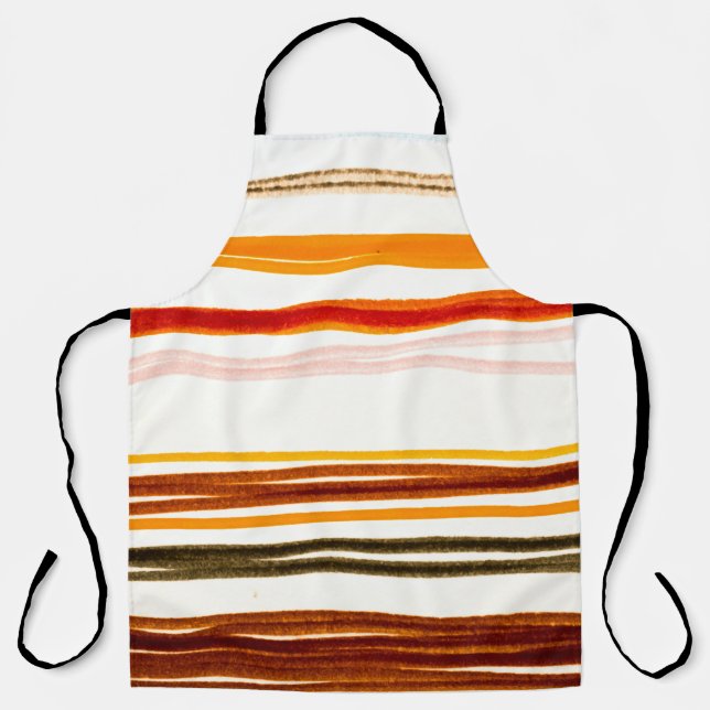 White Lines Pattern. Geometric Stripes Ink Drawing Apron (Front)