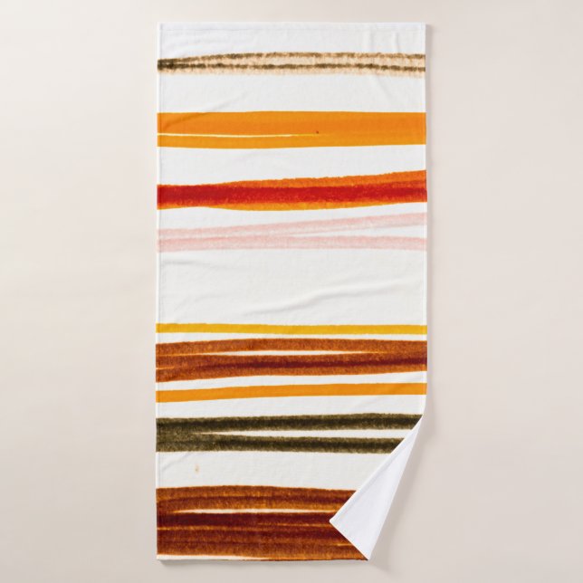White Lines Pattern. Geometric Stripes Ink Drawing Bath Towel (Bath Towel)