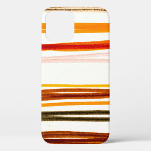 White Lines Pattern. Geometric Stripes Ink Drawing iPhone 12 Case