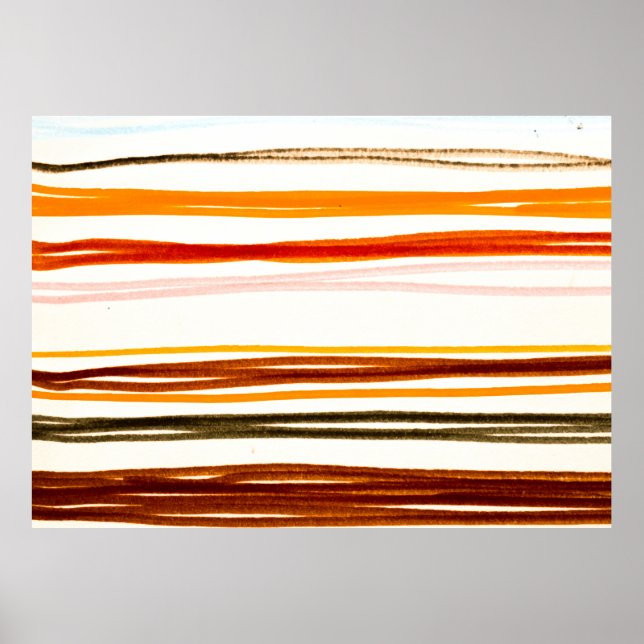 White Lines Pattern. Geometric Stripes Ink Drawing Poster (Front)