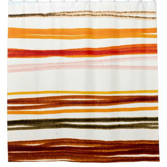 White Lines Pattern. Geometric Stripes Ink Drawing Shower Curtain (Front)