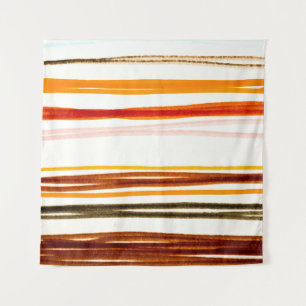 White Lines Pattern. Geometric Stripes Ink Drawing Tapestry