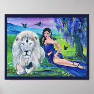 White lion and princess by Renee Lavoie Poster