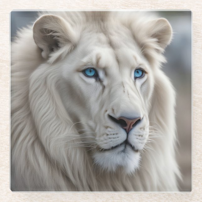 White Lion Glass Coaster (Front)