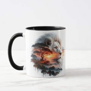 White Lion of the Savannah – Sunset Majesty Mug