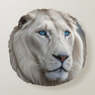 White Lion Round Cushion
