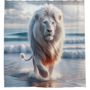 White Lion Shower Curtain