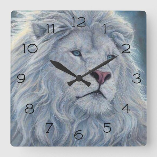 White Lion Square Wall Clock (Front)